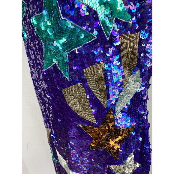 VINTAGE 1960s Galaxy Star Sequinned Cocktail Dress - Picture 6 of 12